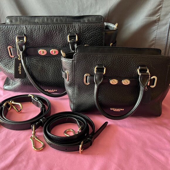 Coach Blake 25 & Blake Mini Carry Alls - Matching Mommy & Me Black Satchels - Picture 2 of 16
